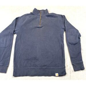 Carhartt Relaxed Fit 1/4 Zip Sweatshirt Long Sleeve Pullover Men's Small Blue